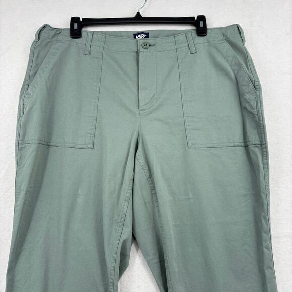 Lands End Pants Size 20W Green High Rise Utility Straight Pockets Cotton Stretch - Picture 2 of 13
